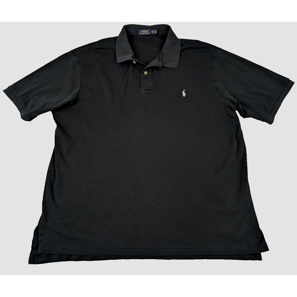 Polo‎ Ralph Lauren Polo Shirt Men's 2XLT Black Short Sleeve Preppy *Read